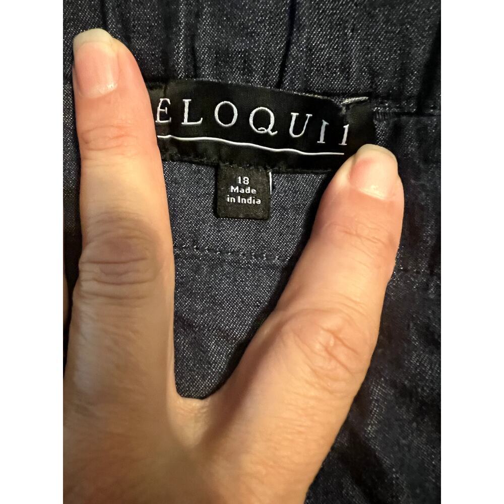 Eloquii Blouse Size 18 Plus Cotton Classic Wide Neck blue jeans color - Picture 2 of 6